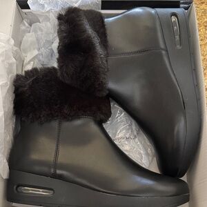 DKNY Black Faux Fur Winter Boots